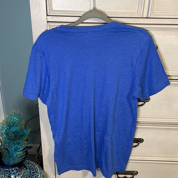 Unisex Japanese lettering canvas royal blue shirt sleeve t shirt med new - Picture 4 of 4